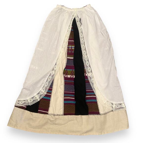 VNTG Chessa Davis Women's Maxi Skirt XS/S Multi Tapestry Velvet Lace 70s Boho - Picture 10 of 11